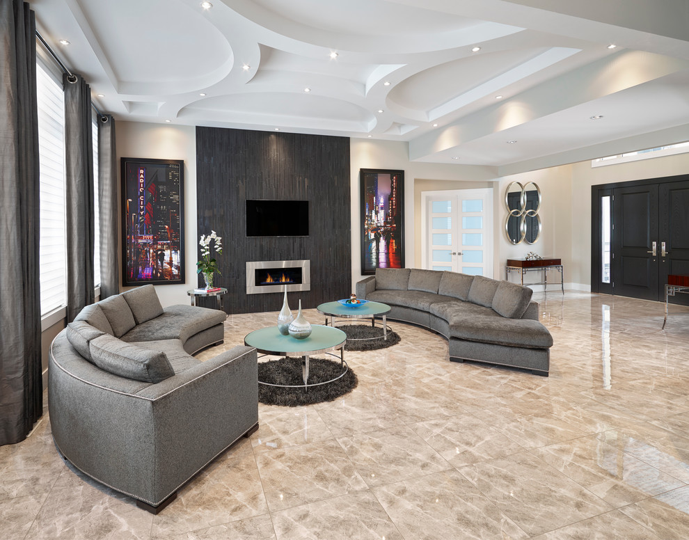 Inspiration for a contemporary living room in Edmonton.