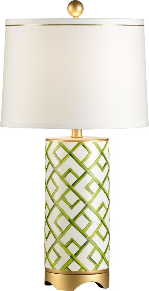 Table Lamp 1-Light Gold Accents Off-White Shade Painted Polished
