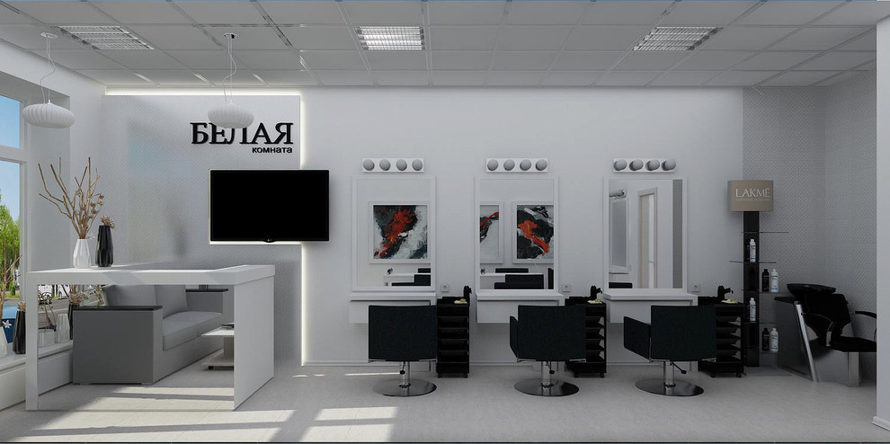 Интерьер парикмахерской "Белая комната"