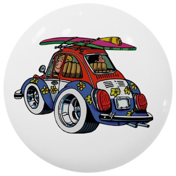 Surf Car Ceramic Cabinet Drawer Knob Beach Style Cabinet And