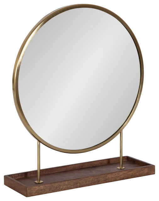 Maxfield Round Tabletop Mirror, Gold, 18x22