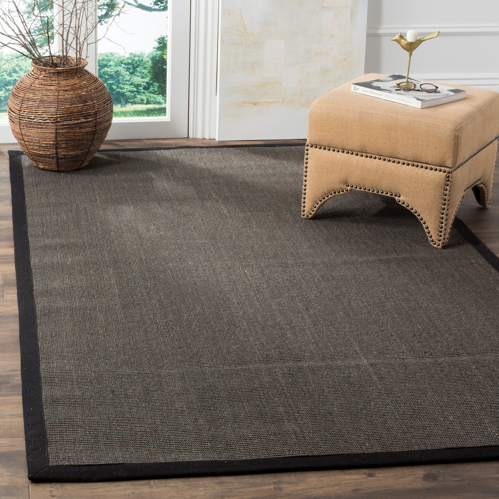 Safavieh Natural Fiber Collection NF441 Rug, Charcoal/Charcoal, 4' Square