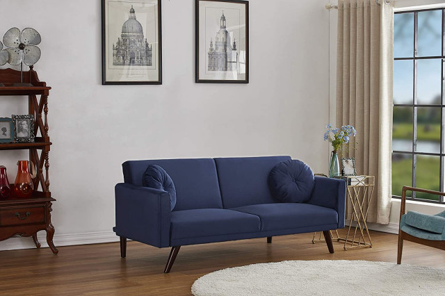 Modern Futon, Retro Design With Velvet Upholstery and Split Backrest ...
