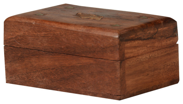 4 Star Elephant Solid Mango Wood Hand Carved Small Box Rustic 4 Star Elephant Solid Mango Wood Hand Carved Small Box