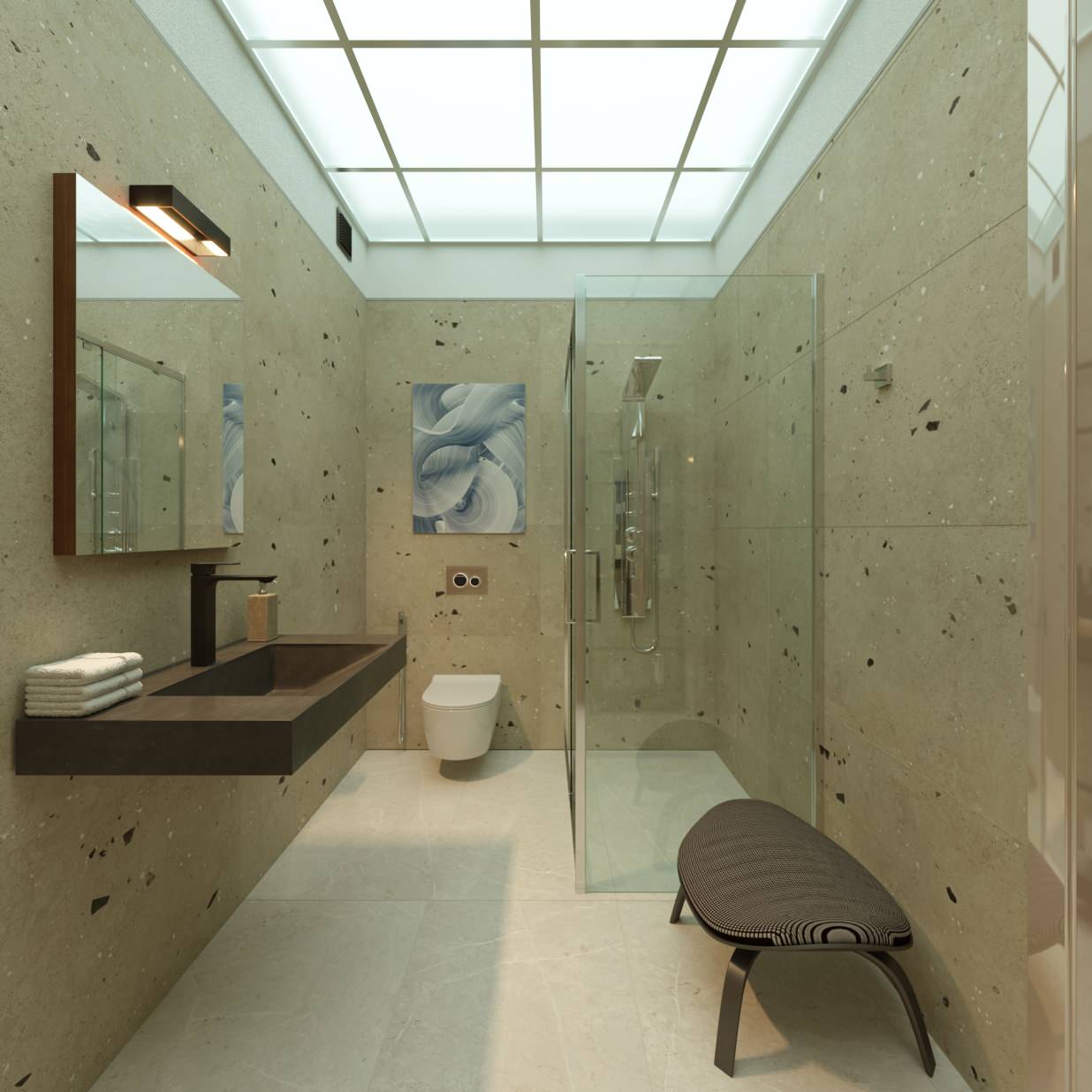 Дизайн проект и визуализация гостевого санузла в частном доме