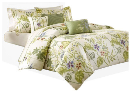 Sateen Printed 7 Piece Comforter Set Tropical Comforters And