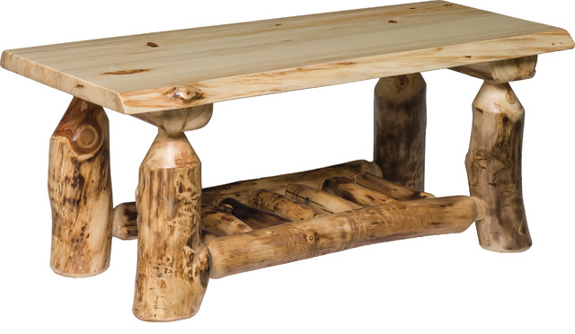 Rustic Aspen Log Coffee Table, Log Sofa Table