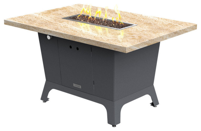 Rectangular Fire Pit Table, 52x36x1.5, Natural Gas, So Cal Special Top, Gray