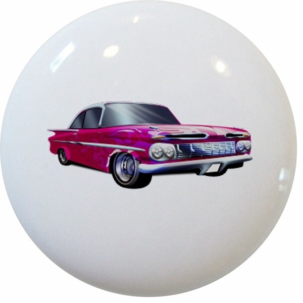 Pink Hot Rod Car Ceramic Cabinet Drawer Knob Cabinet And Drawer