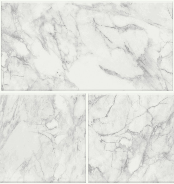 Grey Mila Marble Peel & Stick Rolled Backsplash, Bolt Traditional