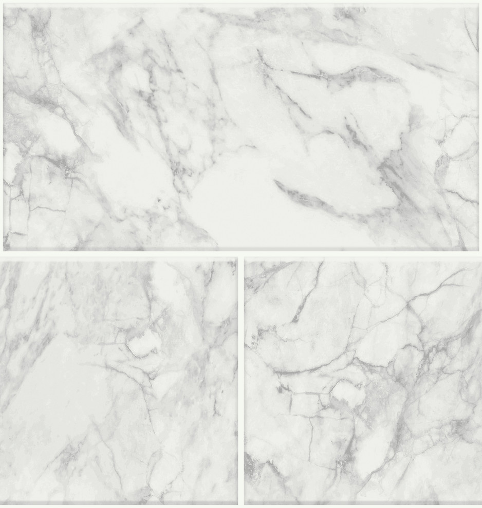 Grey Mila Marble Peel & Stick Rolled Backsplash, Bolt Traditional