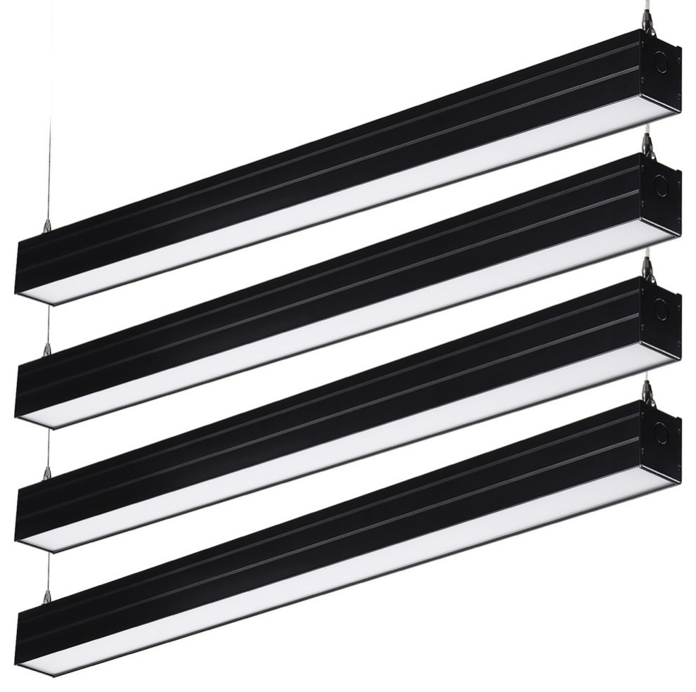LEONLITE 4FT Linkable LED Linear Light, 40W 4600LM, Pack of 4, Black