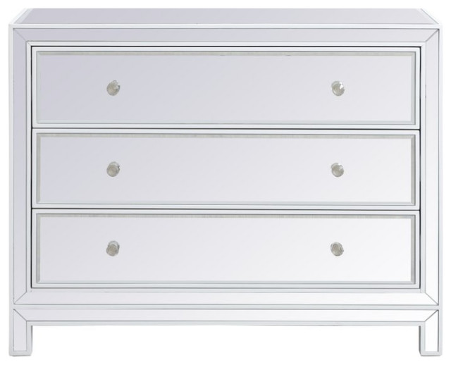 Elegant Decor MF72019WH 40" Mirrored 3 Drawer Cabinet, White - Contemporary  - Accent Chests And Cabinets - by LIGHTING JUNGLE | Houzz