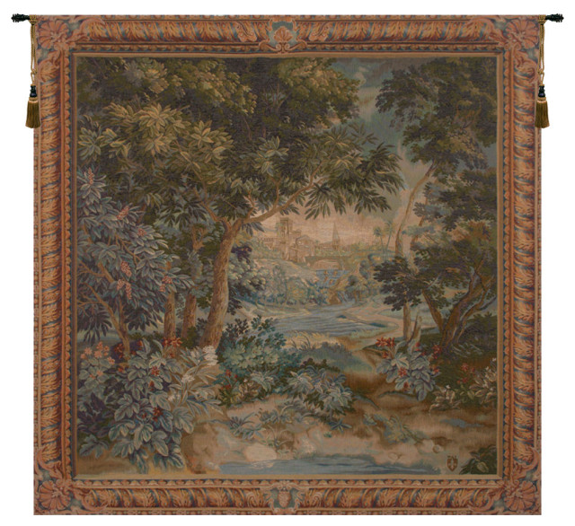 Verdure Cascade European Tapestry Wall hanging Traditional Tapestries by European Wall Art