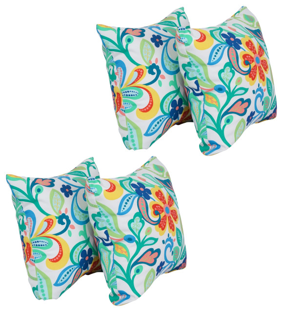 17" Square Polyester Outdoor Throw Pillows, Set of 4, Wildwood Fiesta Contemporary Outdoor