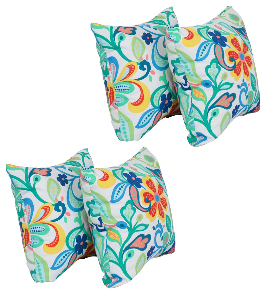 17" Square Polyester Outdoor Throw Pillows, Set of 4, Wildwood Fiesta