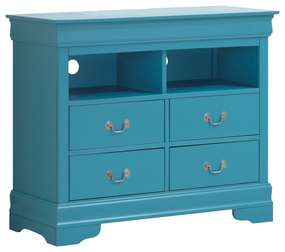 Louis Phillipe Teal 4 Drawer Chest of Drawers (42 in L. X 18 in W. X 35 in H.)