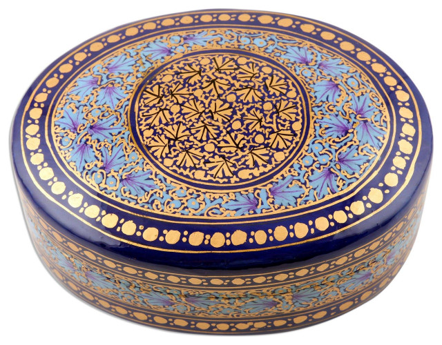 Novica Papier Mache Decorative Box Kashmir Blue