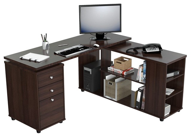 Homeroots Office L Shaped Computer Work Station Wengue