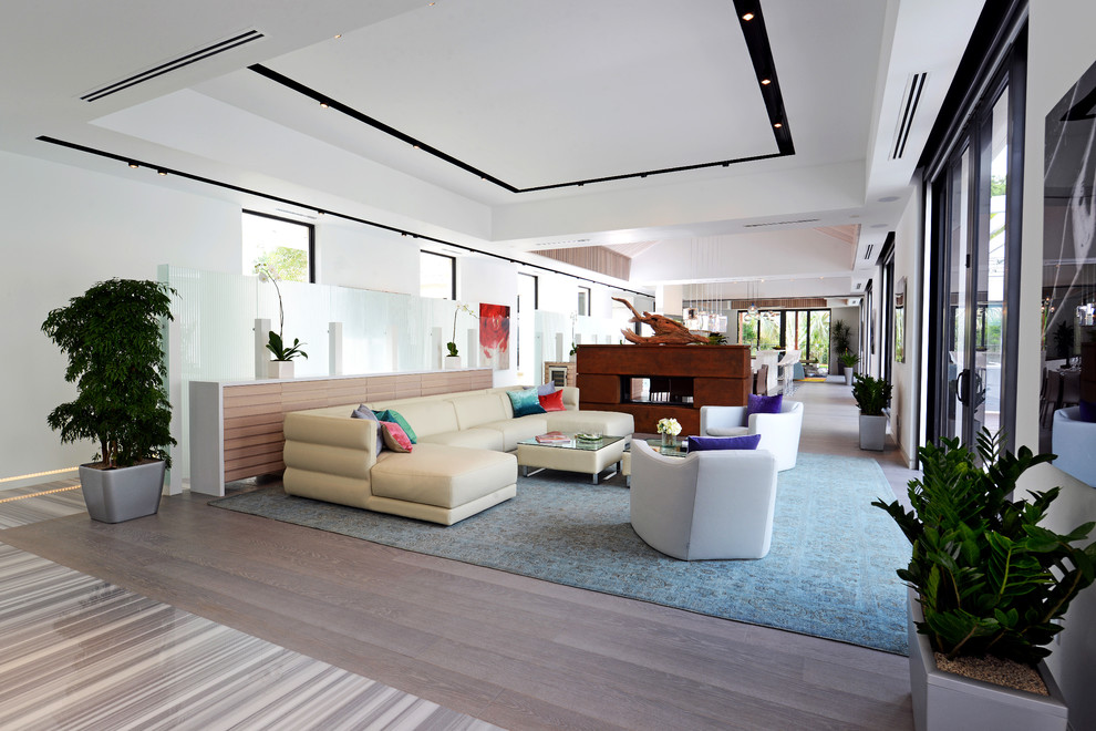 This is an example of a contemporary living room in Miami.