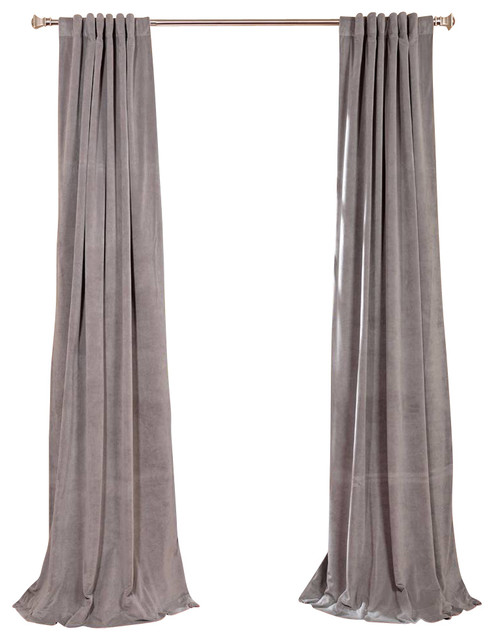Signature Silver Gray Blackout Velvet Curtain Single Panel