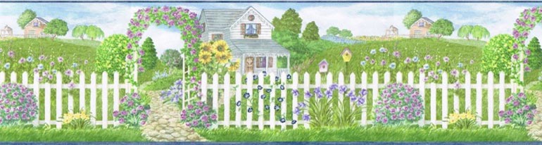 Wallpaper Borders Garden Wallpaper Border, Prepasted - Farmhouse