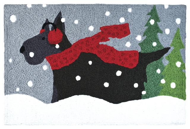 Scottie In Snow Holiday Decor Indoor Outdoor Accent Doormat