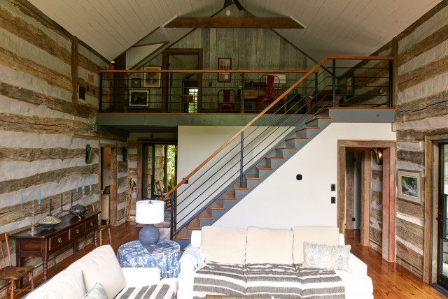 Historic Log home rustic-living-room