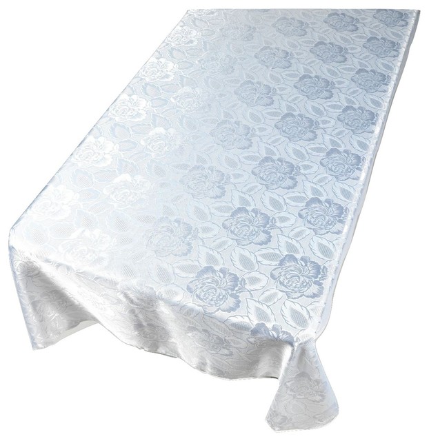 Linens4Less Damask White Fabric Tablecloth Tablecloths Houzz