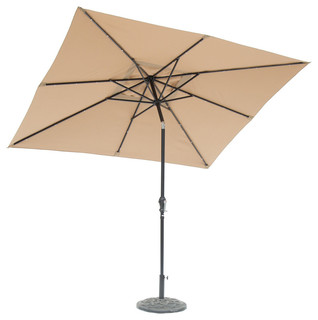 Sun Ray Rectangular Solar Lighted Umbrella Scarlet 9 X7 Contemporary Outdoor Umbrellas By Sun Ray