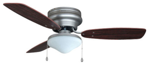 Satin Nickel 42 Hugger Ceiling Fan With Light Kit Traditional