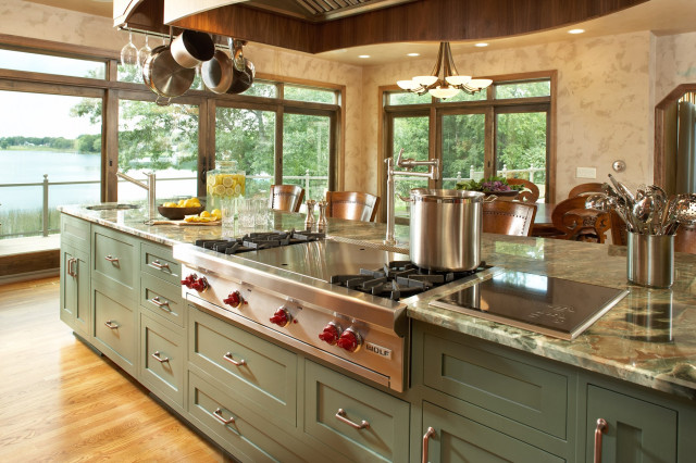 kitchens with island stoves