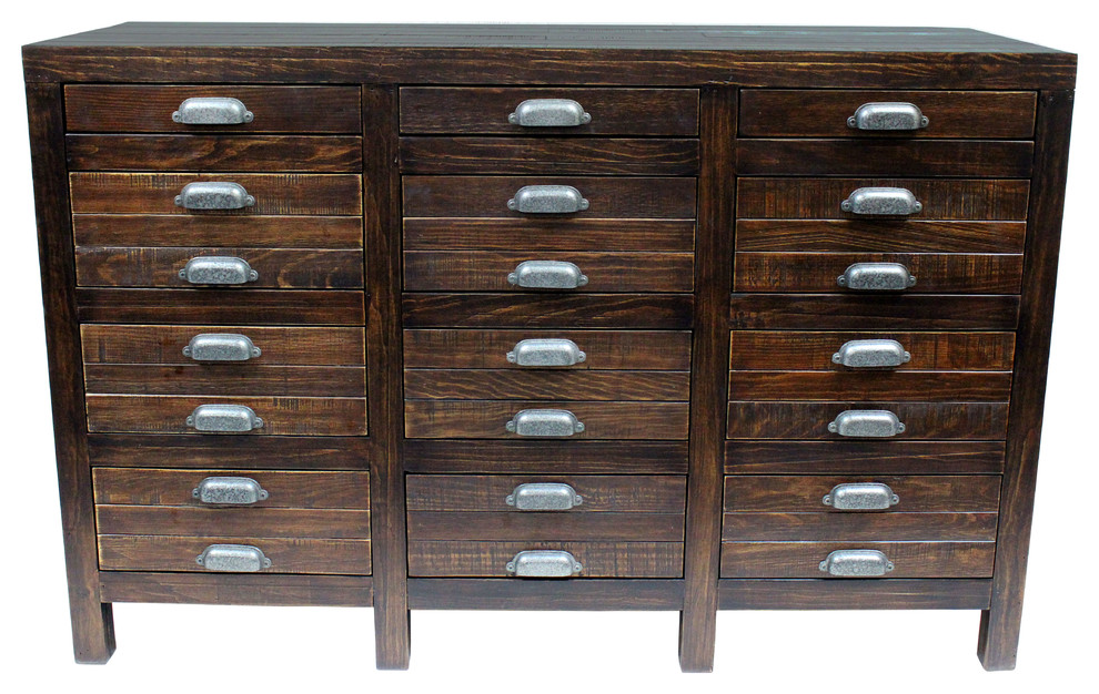 Emerson Solid Wood 12Drawer Dresser, Sideboard, Dark Pine