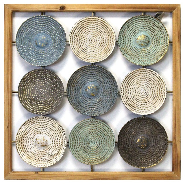 Stratton Home Decor Wood Frame and Metal Plates Wall Art Farmhouse