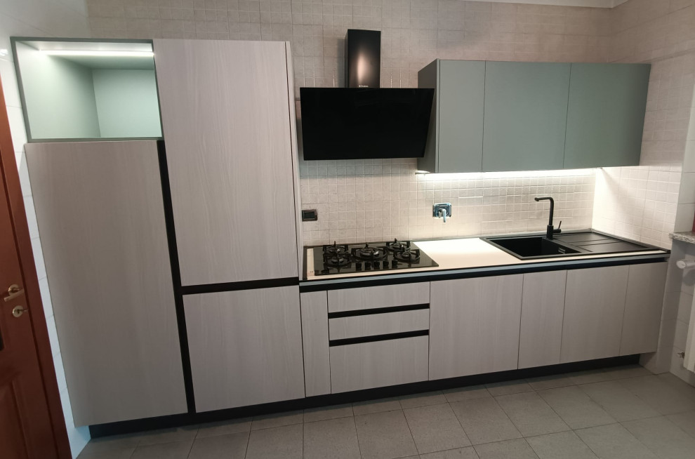 Restyling Cucina Ante Olmo Crudo e Verde Acqua