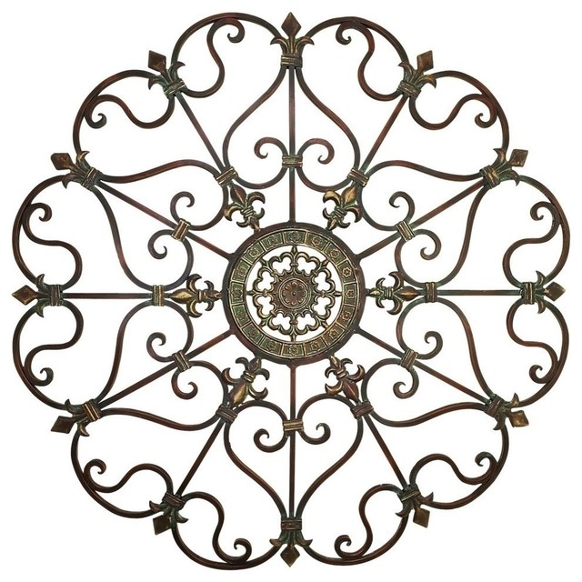 Fabulous Metal Wall Decor With Intricate Design, Bronze Mediterranean