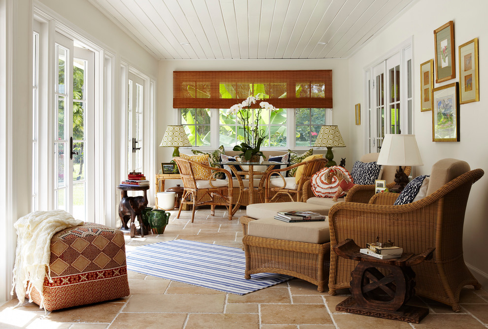 Transitional sunroom photo in Miami
