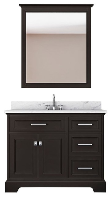Pittsburgh 43, Single Bathroom Vanity, Espresso With Mirror ...