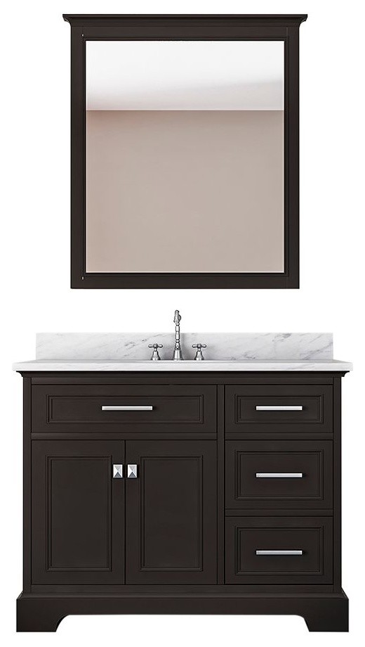 Pittsburgh 43, Single Bathroom Vanity, Espresso With Mirror