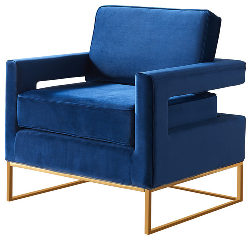 Noah Velvet Accent Chair, Navy