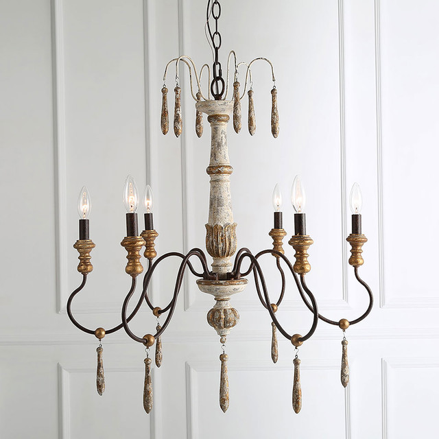 Laluz 6 Light Shabby Chic French Country Retro White Wooden Laluz 6 Light Shabby Chic French Country Retro White Wooden Chandeliers Farmhouse By