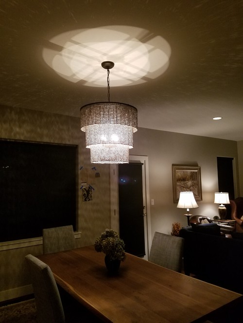 Chandelier Throws Circle Of Light On Ceiling The Circle Of Light Also Shows Cross Bars Fixture Distracts From Pretty Chandelier Should I Have A Top Made For It