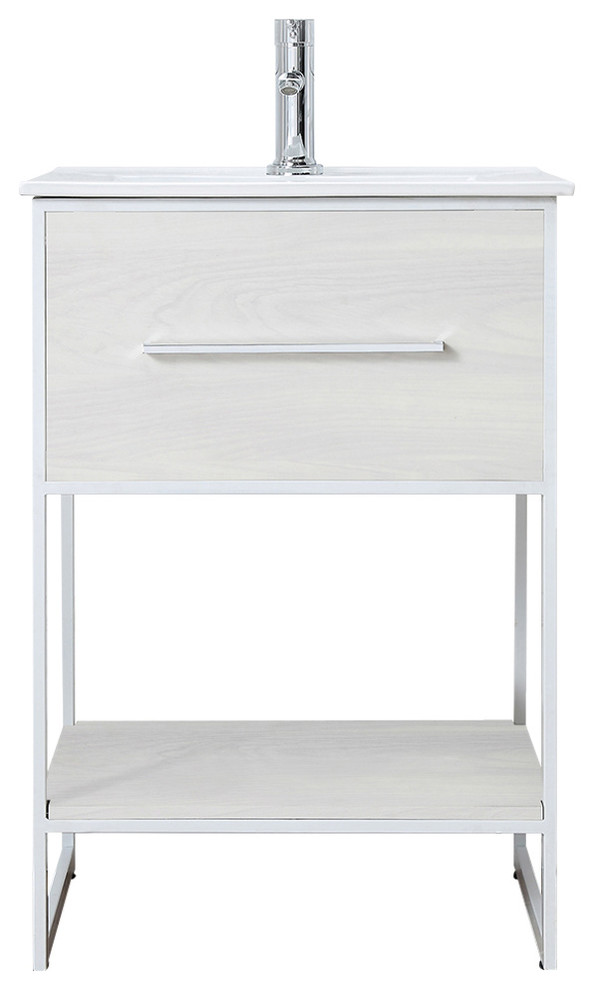 Legion Furniture 24" White Finish Sink Vanity With White Metal Frame