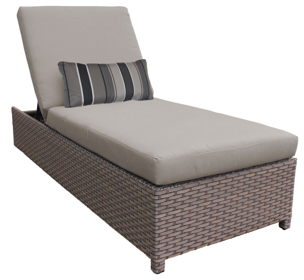 Florence Wheeled Chaise Outdoor Wicker Patio Furniture In Aruba Modern Outdoor Chaise Lounges By Tk Classics
