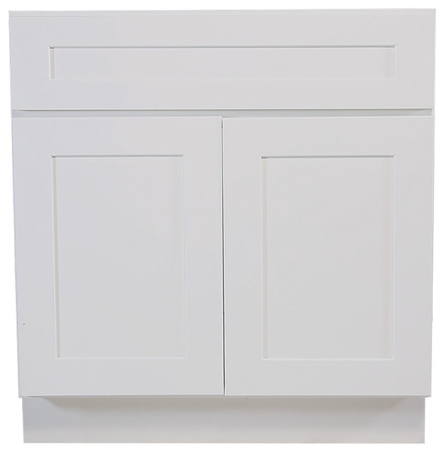 Brookings Fully Assembled Shaker Sink Base Kitchen Cabinet 42", White