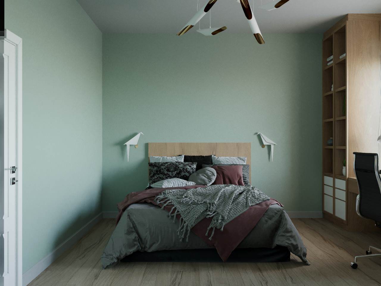 Интерьер в скандинавском стиле 152 м^2. г.Казань