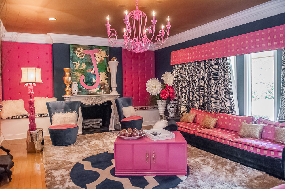 Kids' room - large traditional girl medium tone wood floor kids' room idea in Other with multicolored walls