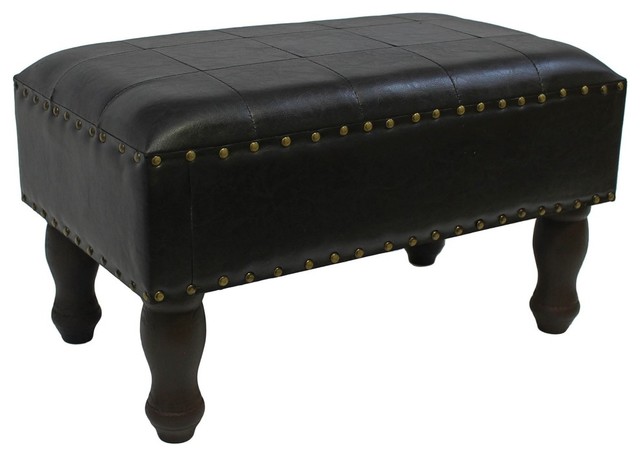 Faux Leather Rectangular Stool Traditional Footstools And Faux Leather Rectangular Stool Dark Brown