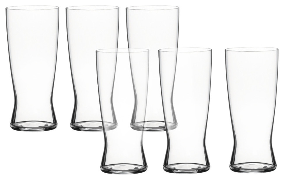Spiegelau Beer Classics Gift Barrel Lager Glasses, Set of 6 Contemporary Beer Glasses by