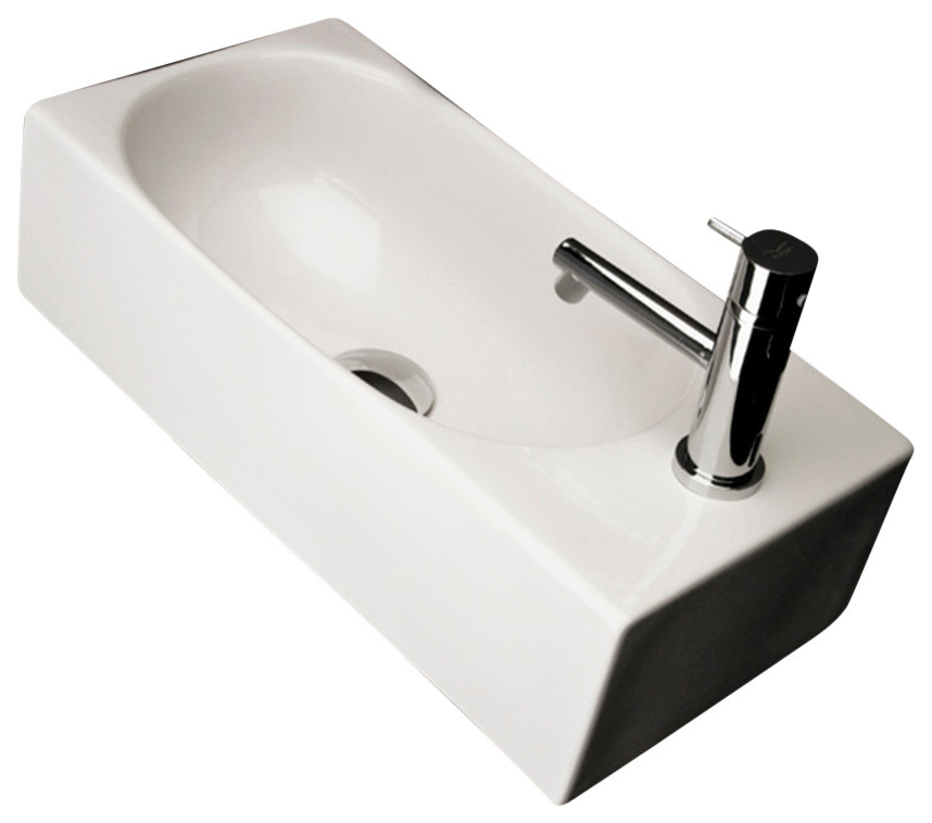 Lacava Tre Collection Wall-mount or Above-counter Porcelain Lavatory, White